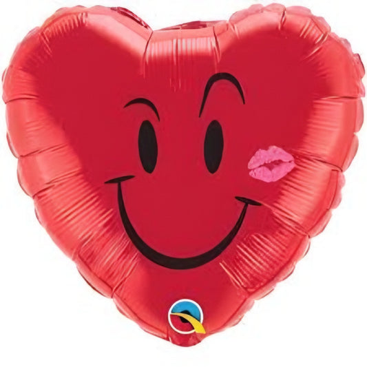 Naughty Smile Kiss Red Heart Foil Balloon 18in Love Party Decoration