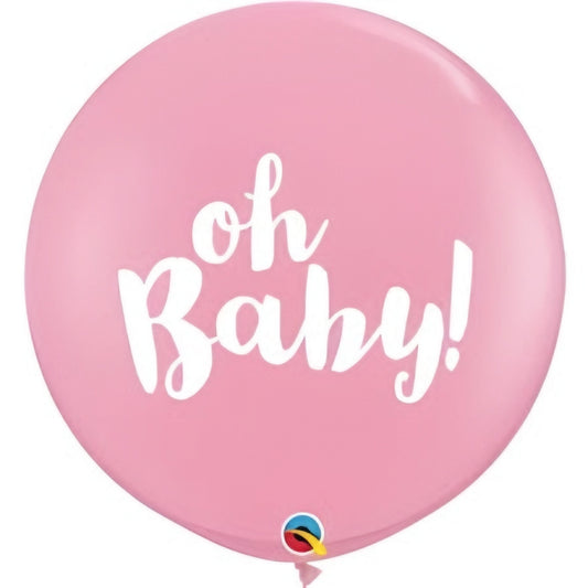 3ft Pink Oh Baby Printed Giant Latex Balloons Pack of 2 Baby Shower