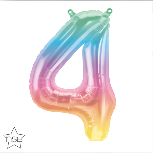 Number 4 Jelli Ombre Foil Balloon 16in Air Fill Only Party Decoration