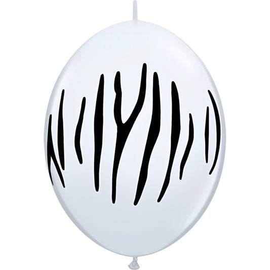 12in White Zebra Quick Link Latex Balloons Pack of 50 Linking Balloons