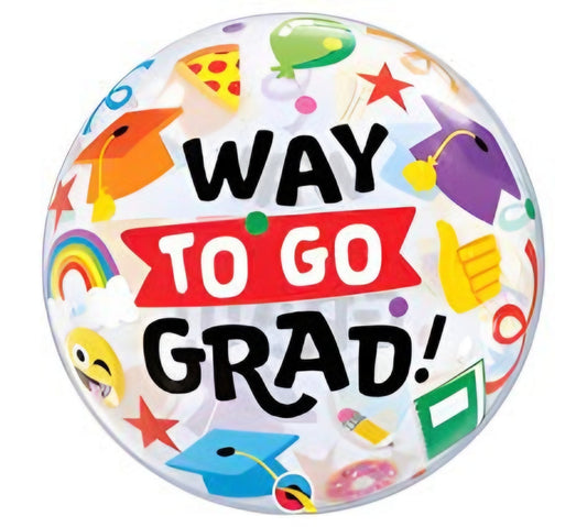Way To Go Grad Everything Bubble Balloon 22in Graduation Party Decoration