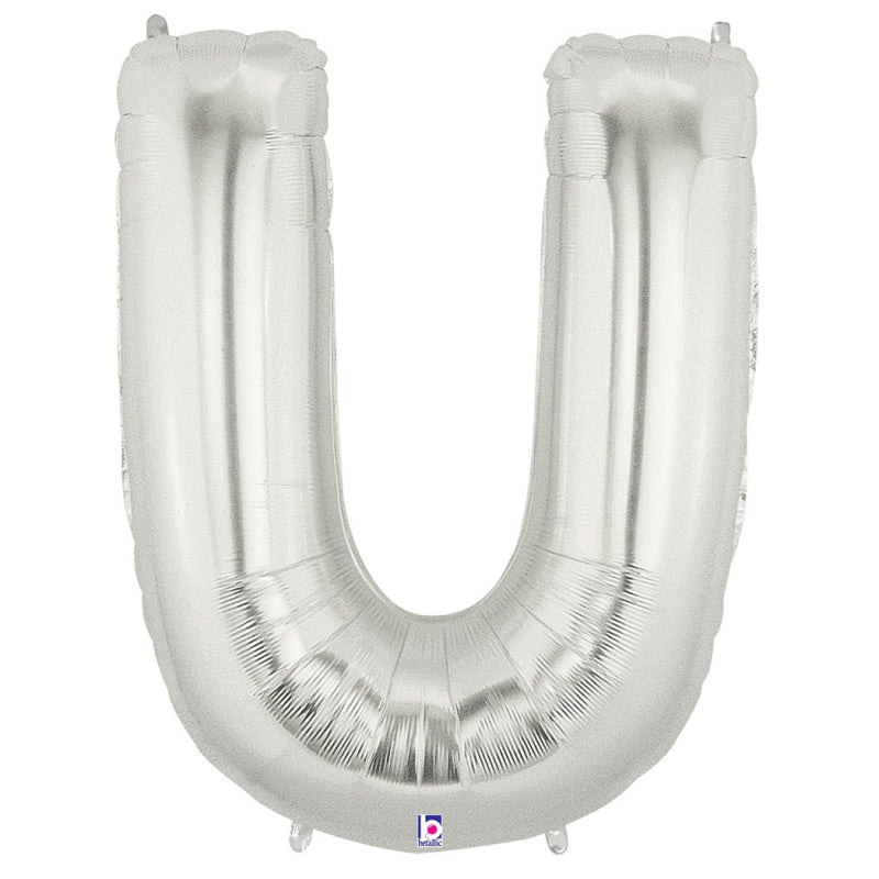 Large Foil Alphabet 34inch Balloon Silver - U