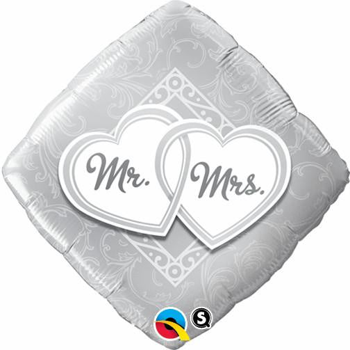 Diamond Mr. & Mrs. Entwined Hearts Foil Balloon 18"