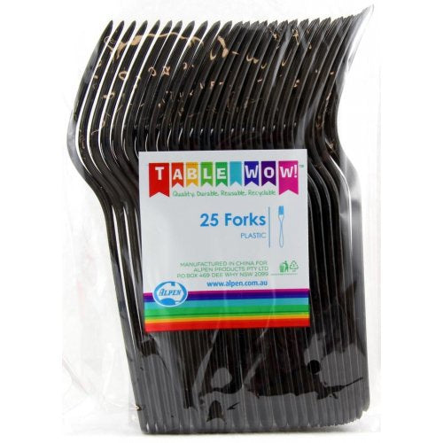 Plastic Forks Black Pack of 20