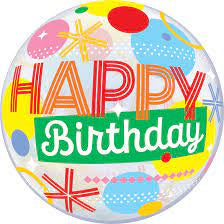 Bubble Balloon Bday Circles And Dot Stripes 22''