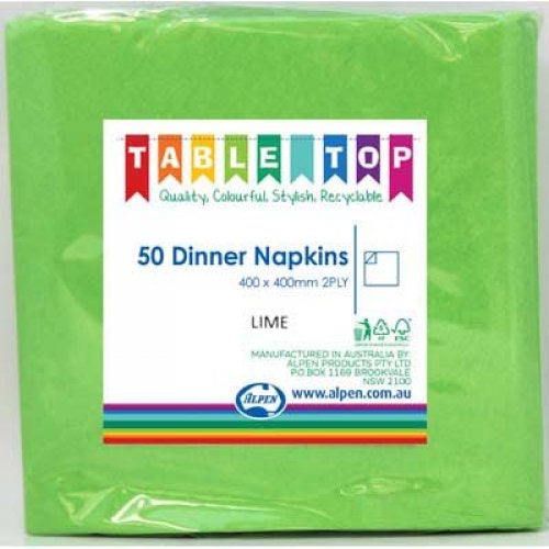 Dinner Napkins Lime Green Pack Of 50