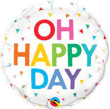 Oh Happy Day Rainbow Confetti Foil Balloon 18''
