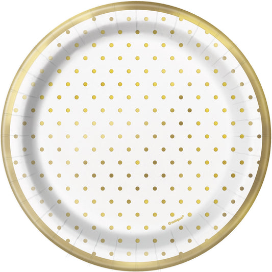 GOLD FOIL DOTS 9" PLATES