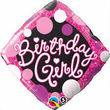 Bday Girl Pink And Black Foil Balloon 18''
