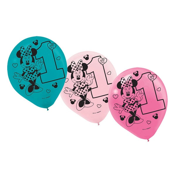 Baby Minnie Mouse Fun To Be One Latex Balloon Pack Of 15