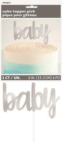 Silver Foil Baby Shower Cake Topper
