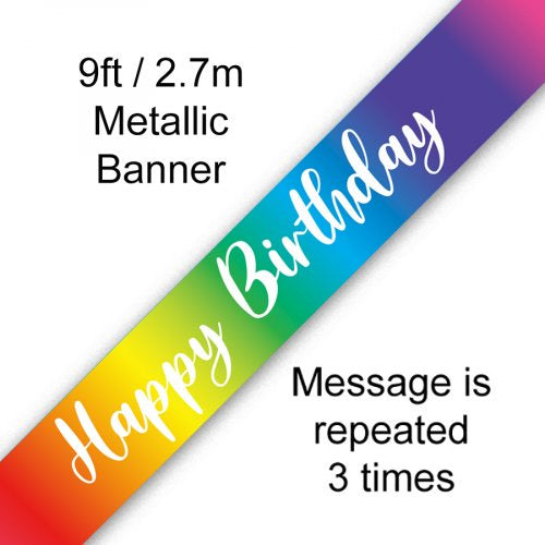 Rainbow Banner 2.7m Happy Birthday P1