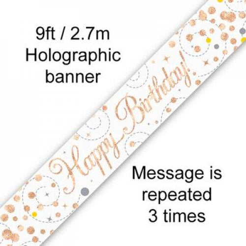 Sparkling Fizz Rose Gold Banner 2.7m Happy Bday P1