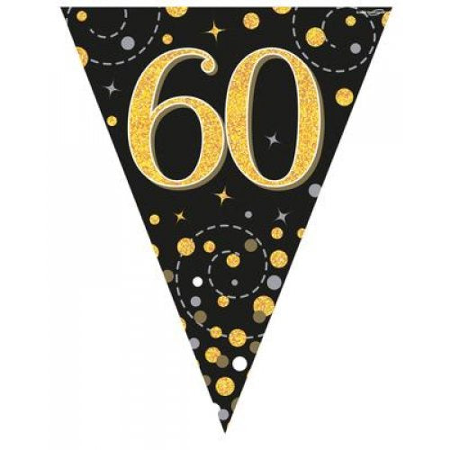Sparkling Fizz Black & Gold Flag Bunting 3.9m 60