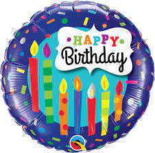 BDAY CANDLES & CONFETTI FOIL BALLOON 18''
