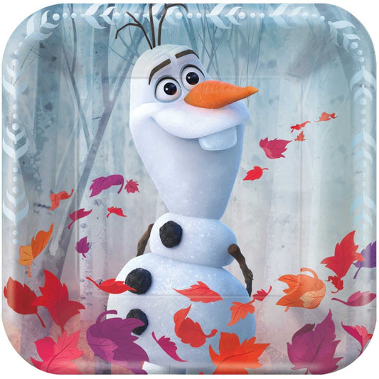 Frozen 2 7"/18cm Square Metallic Plates Pack Of 8