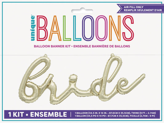 14" GOLD BRIDE BALLOON BANNER KIT
