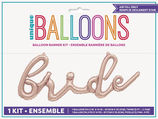 14" ROSE GOLD BRIDE BALLOON BANNER KIT