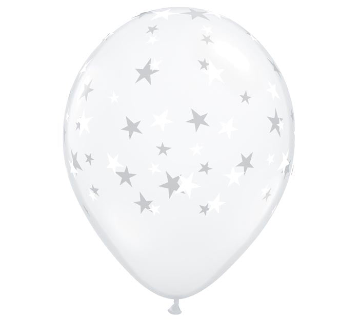 11" RND QX LATEX D CLEAR 050CT CONTEMPO STARS (WHT)