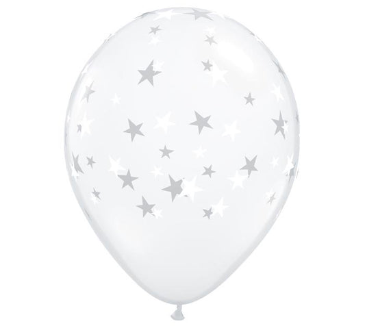 11" RND QX LATEX D CLEAR 050CT CONTEMPO STARS (WHT)