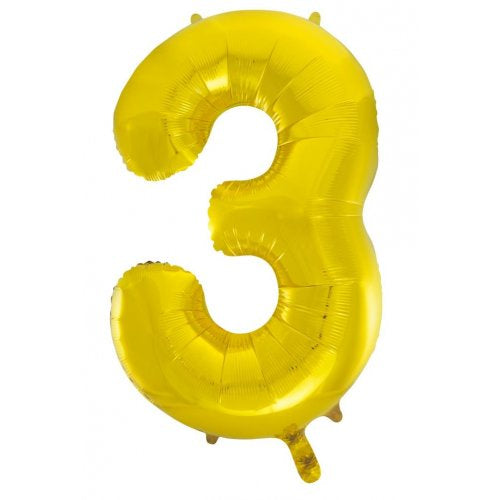 Large Foil Number Balloon 34"(86cm) Gold 3 Alpen