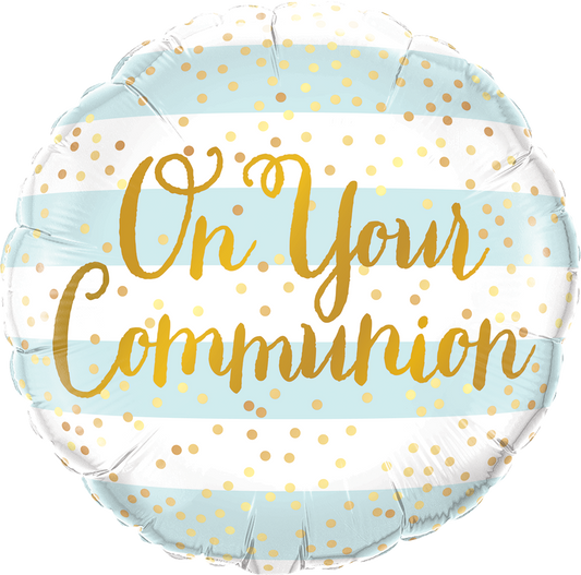 ON YOUR COMMUNION BLUE STRIPES FOIL BALLOON 18inch(45CM)