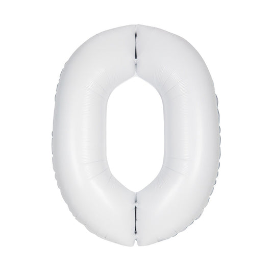 Matte Bright White "0" Numeral Foil Balloon 86cm (34")