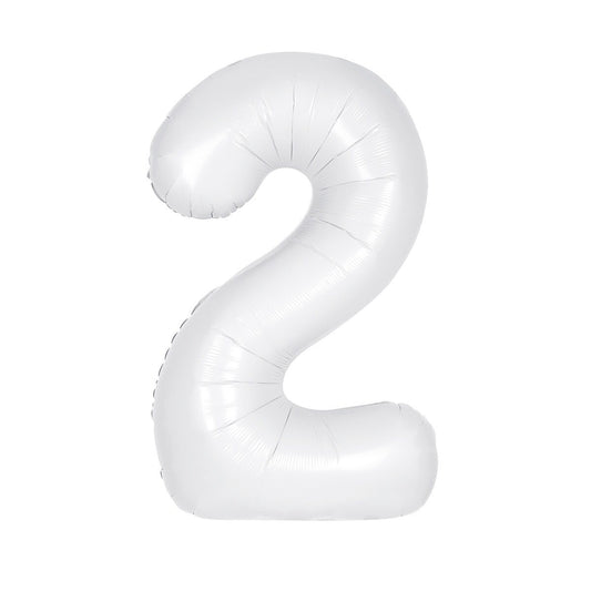 Matte Bright White "2" Numeral Foil Balloon 86cm (34")