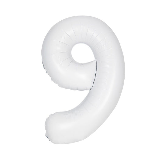 Matte Bright White "9" Numeral Foil Balloon 86cm (34")
