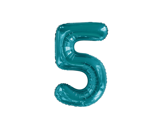 LARGE FOIL NUMBER BALLOON 34"(86CM) CARIBBEAN TEAL 5