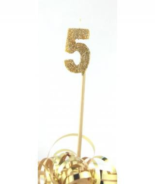 Gold Glitter Long Stick Candle #5