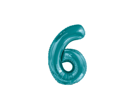 LARGE FOIL NUMBER BALLOON 34"(86CM) CARIBBEAN TEAL 6