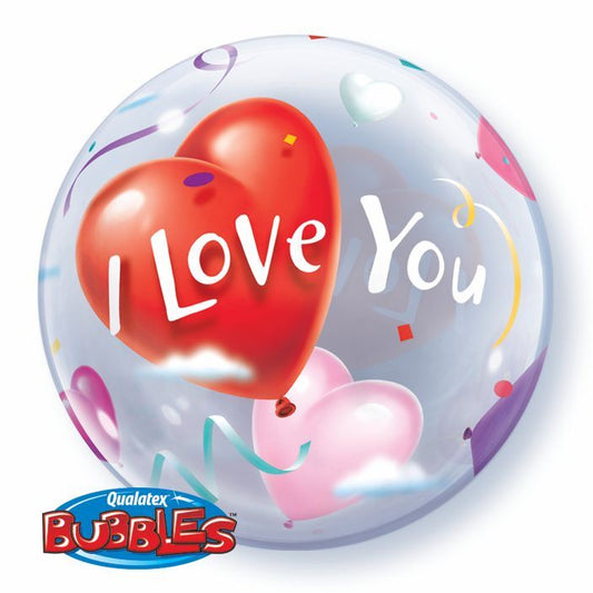 Bubble Balloon 22" I love you hearts