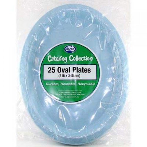 Oval Plates Light Blue Pack Of 25