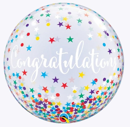 22" SINGLE BUBBLE CONGRATULATIONS CONFETTI STARS