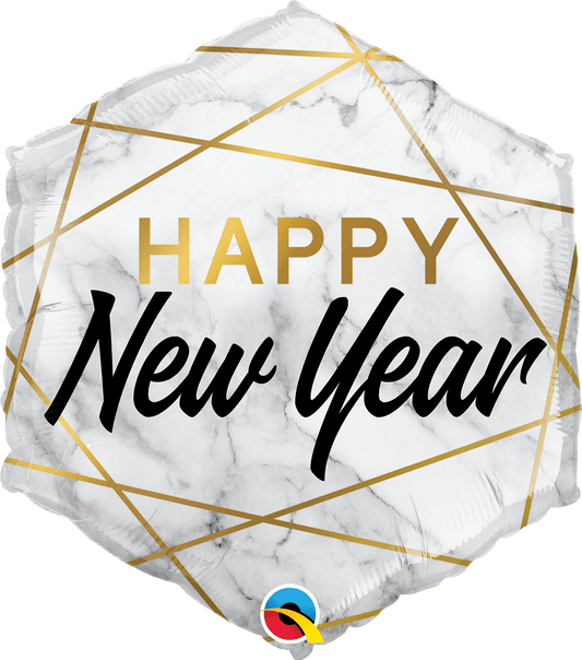 New Year Marble Rectangles Foil Balloon 20" (50cm)
