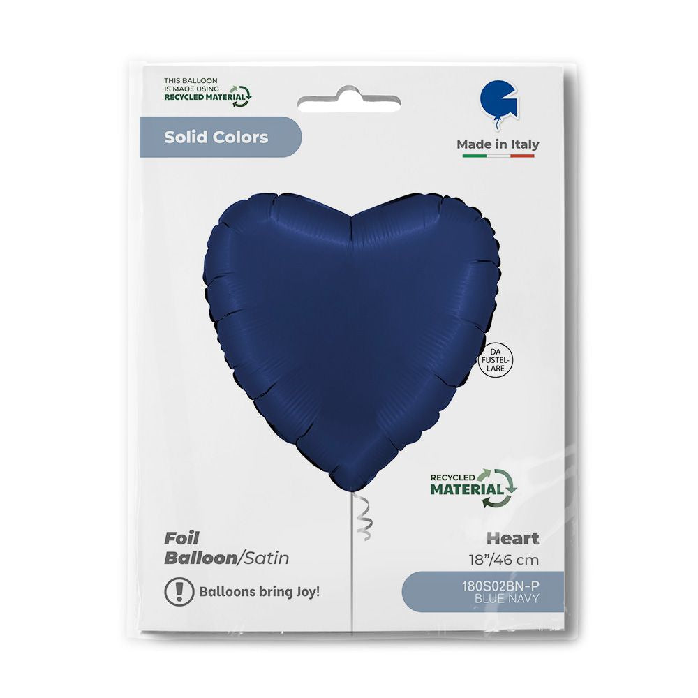 Grabo Satin Blue Navy Heart Foil Balloon 46cm