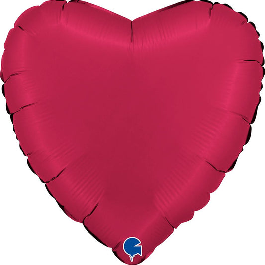 Foil Balloon Solid Colour Heart 46cm (18") Satin Cherry