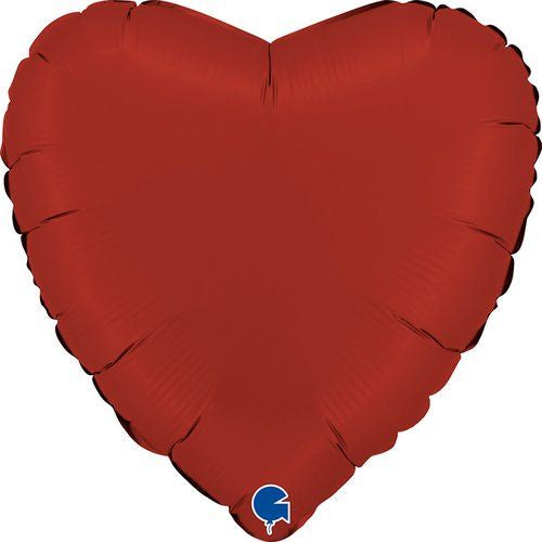 Foil Balloon Solid Colour Heart 46cm (18") Satin Rubin Red
