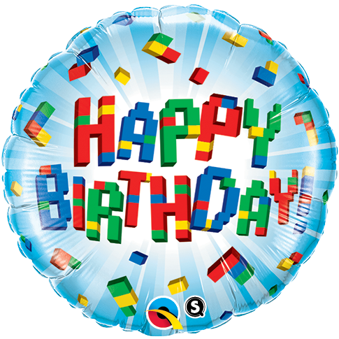 Birthday Exploding Blocks Foil Balloon 18"