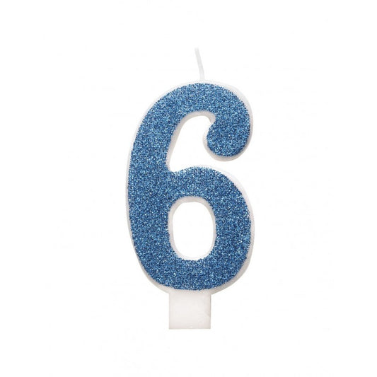 NUMERAL CANDLE 6 - BLUE