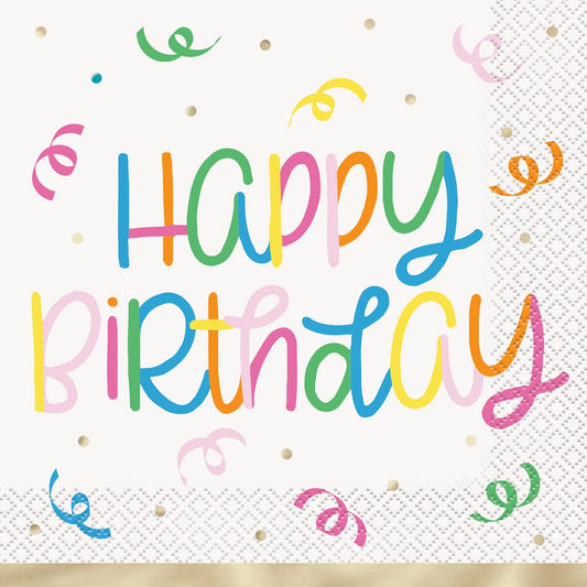 Classic Birthday 16 Foil Stamped Luncheon Napkins 2ply 32.3cm x 32.3cm (12.75" x 12.75")