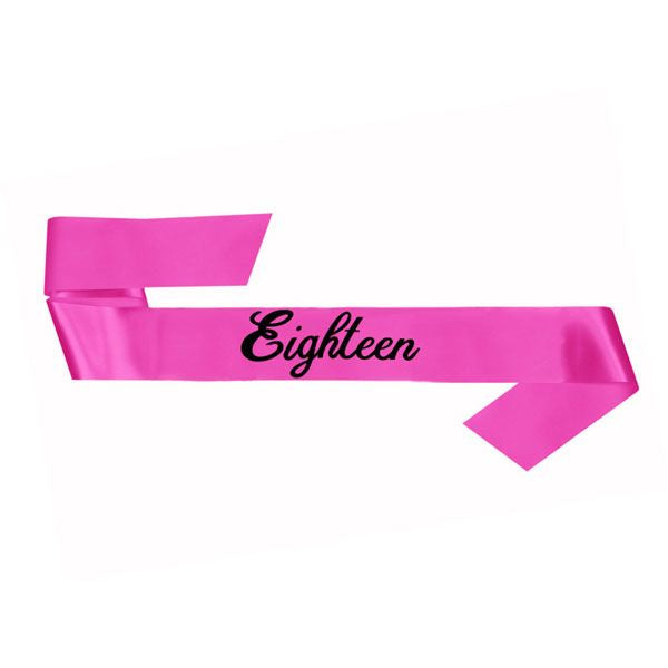 18th Birthday Sash - Hot Pink