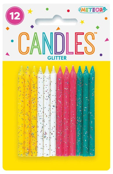 12 Glitter Candles - Multicolour