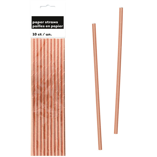 Rose Gold Foil Paper Straws Pack Of 10