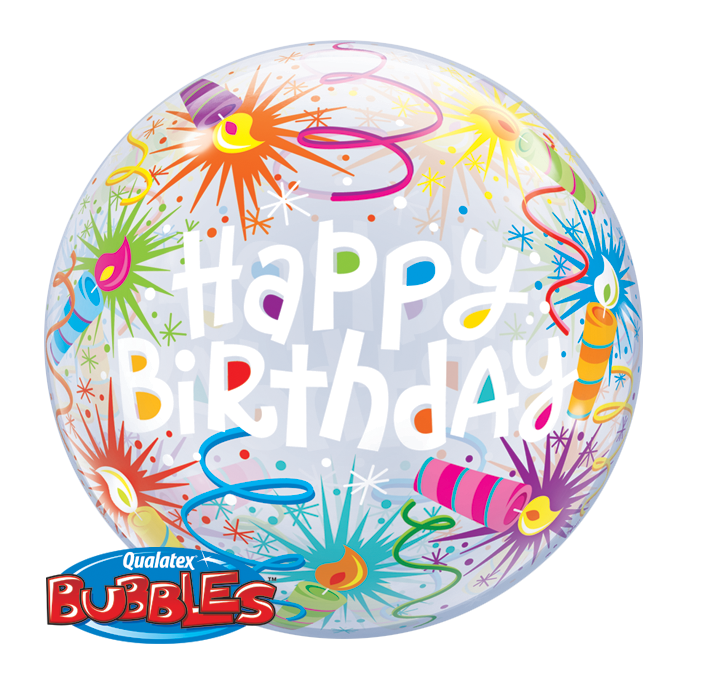 Bubble Balloon 22" Birthday Lit Candles