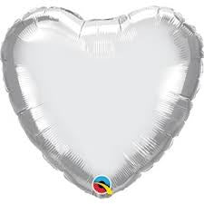 Heart Silver Plain Foil Balloon 18" (unpacked)