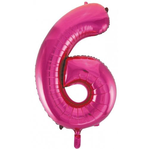 LARGE FOIL NUMBER BALLOON 34"(86CM) MAGENTA 6 ALPEN