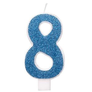NUMERAL CANDLE 8 - BLUE