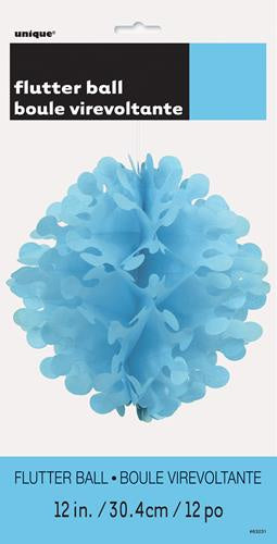 Tissue Paper Flutter Ball Decoration Light Blue 30cm